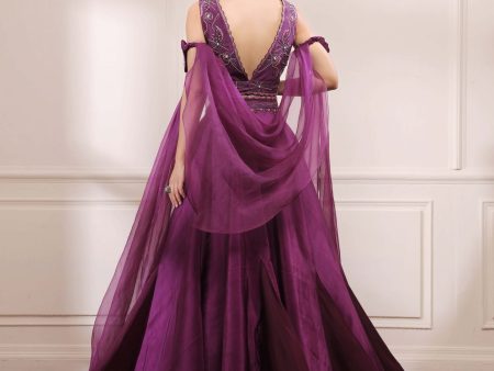 Amethyst purple lehenga set  with drape dupatta Discount