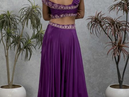 Amethyst purple sharara with crop top Cheap