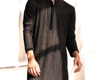 Black Cutdana Thread Work Kurta Cheap