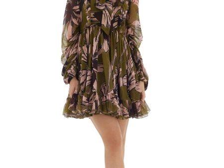 Green & Pink Floral Short Dress Discount