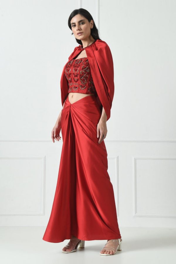 Red Indo Western Skirt Dress on Sale