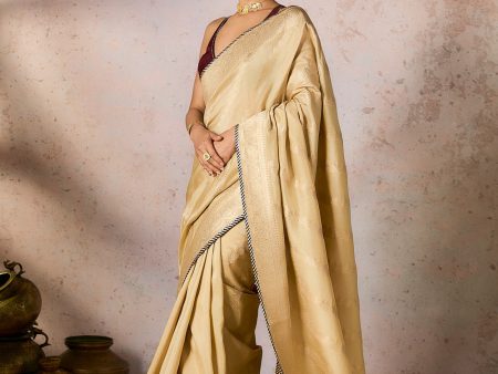 Beige Jacquard Saree Online now