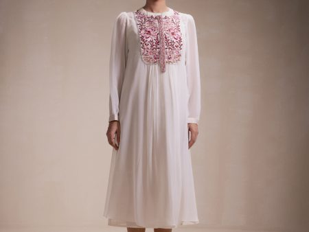 White Georgette Dress (Pink) For Sale