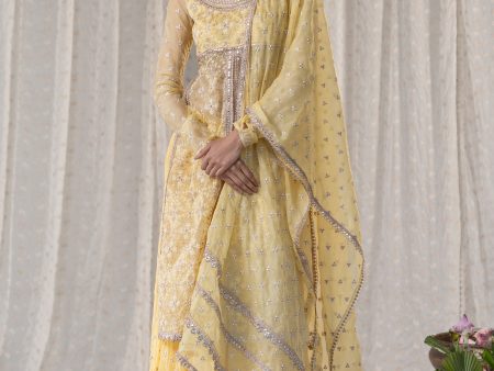 Yellow Sajda Anarkali with Sajda Skirt For Sale