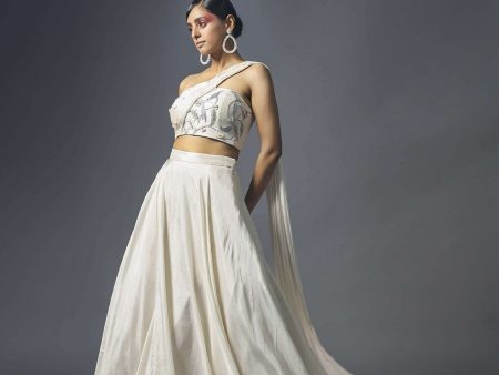 Shell white lehenga set For Discount