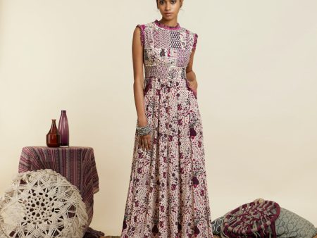 SAFAR MERLOT JAAL PRINT PATCHWORK JUMPSUIT Online Sale