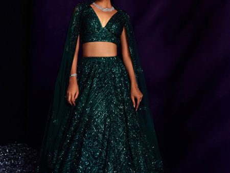 Emerald Green Net Lehenga Set Supply