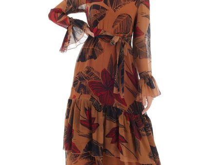 Orange Floral Long Dress For Discount