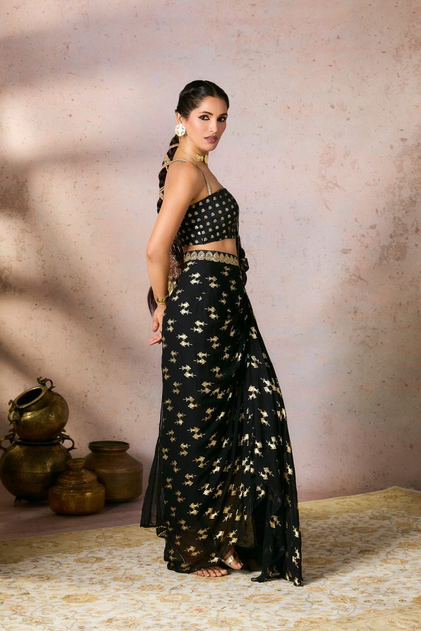 Black Mystic Drape Saree For Discount