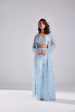 AQUA BLUE JACKET WITH EMBROIDERED BUSTIER AND PANTS Online Hot Sale