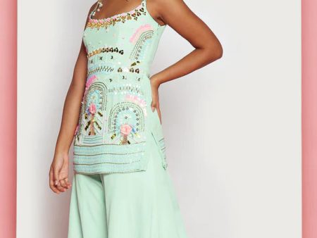 JUNE - MINT GREEN SHARARA SET For Cheap