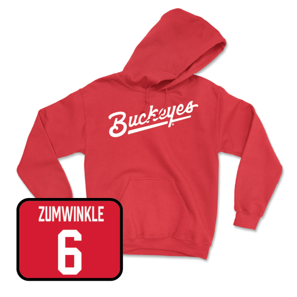 Red Women s Ice Hockey Script Hoodie  - Emily Zumwinkle Online now